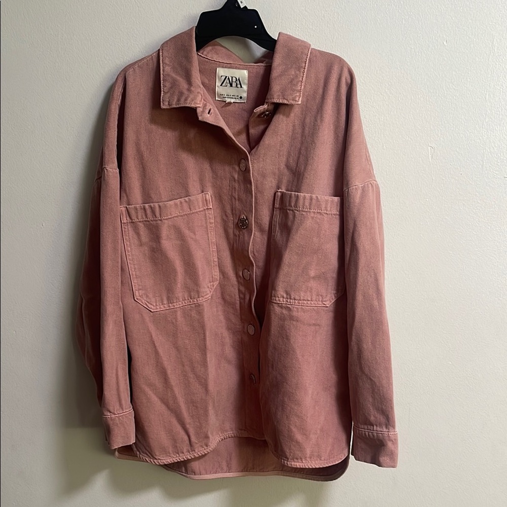 Zara Pink Button-Up jeans Shirt